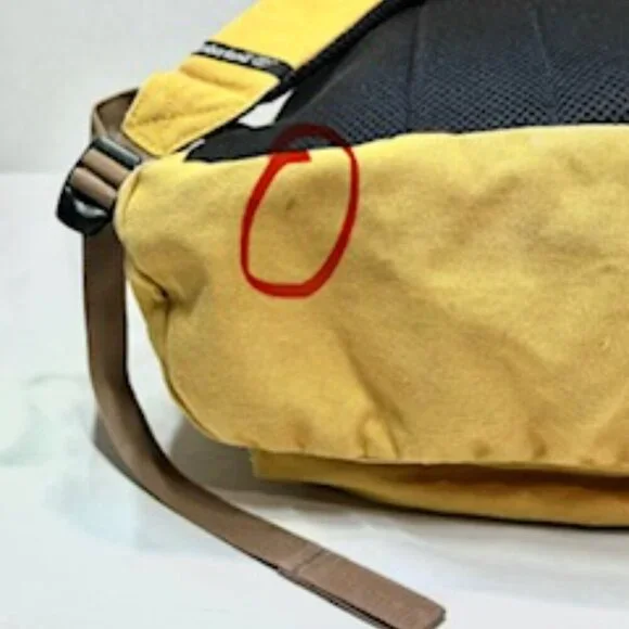 Timberland Backpack Double Strap Logo Front Pocket Mustard Yellow Black Accents - Picture 11 of 16